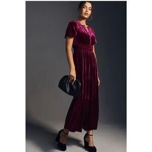 NWT Anthropologie Somerset Velvet Tiered Maxi Dress - Size S
